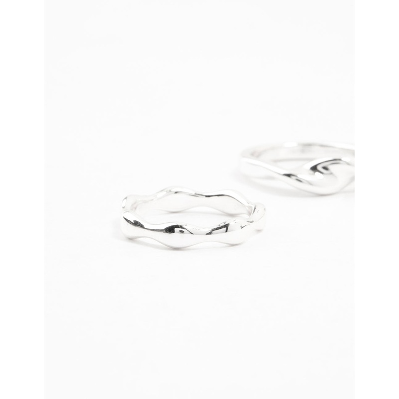 Silver Plated Irregular Stacking Rings 3-Pack