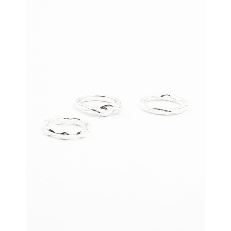 Silver Plated Irregular Stacking Rings 3-Pack