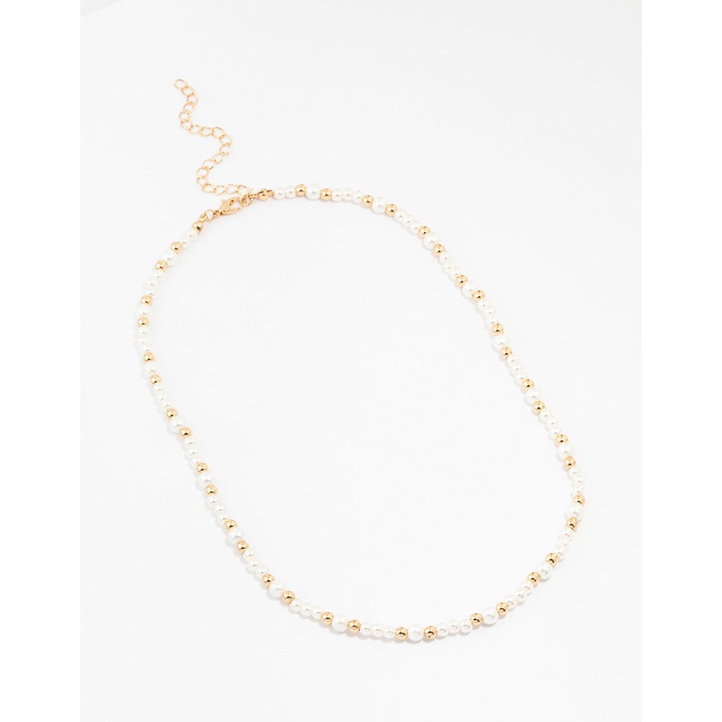 Beaded Gold And Pearl Necklace