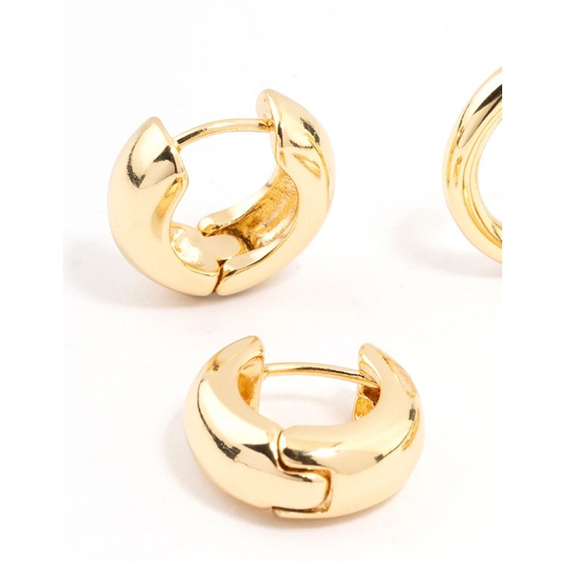Gold Plated Thick & Thin Huggie Earrings 2-Pack