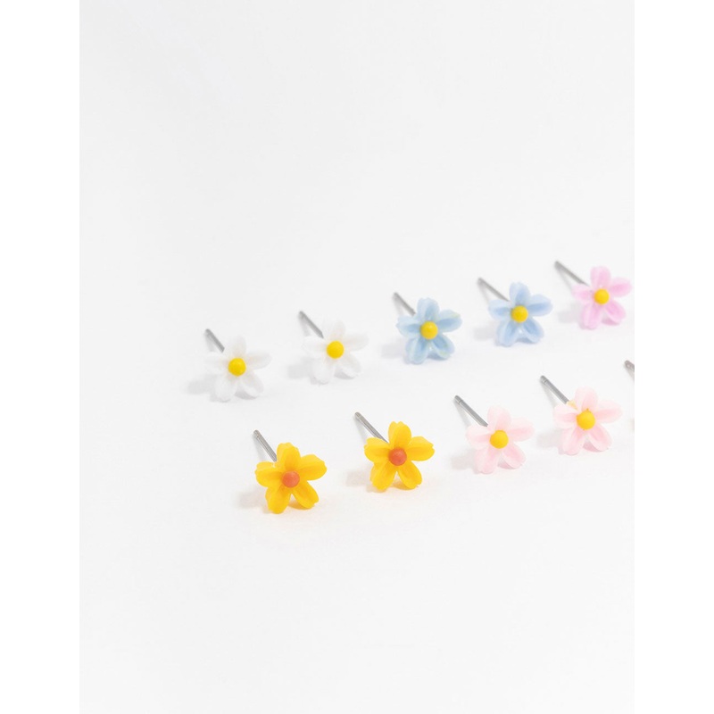 Silver Daisy Earrings 8-Pack