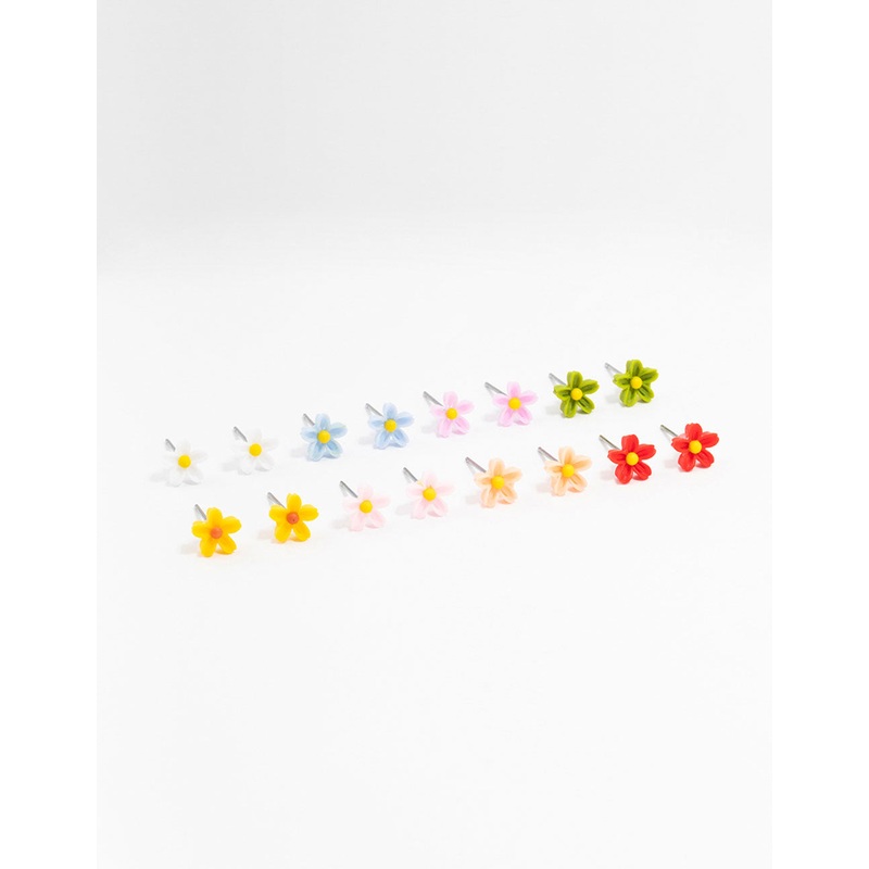 Silver Daisy Earrings 8-Pack