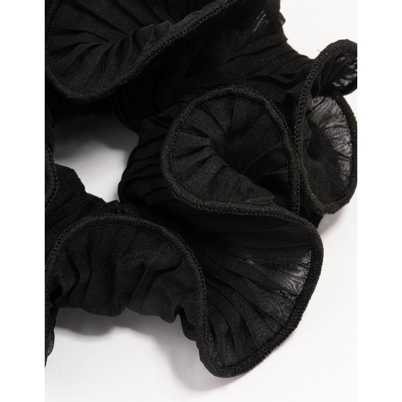 Black Crinkle Fabric Statement Scrunchie
