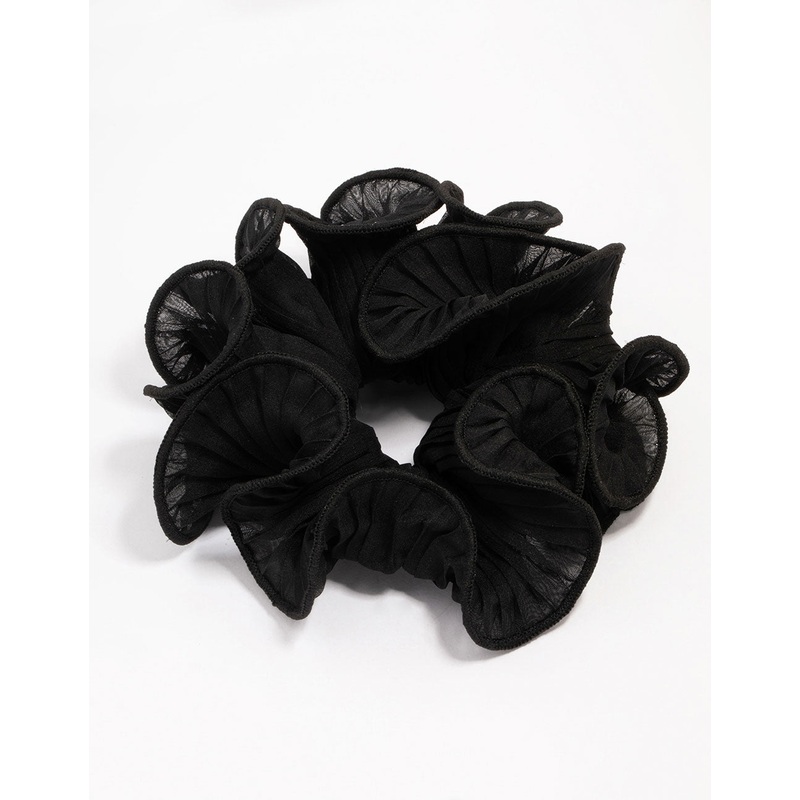 Black Crinkle Fabric Statement Scrunchie