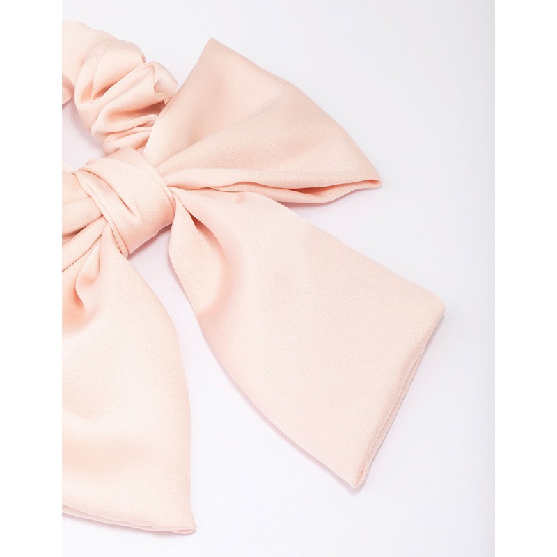 Blush Satin Bow Fabric Scrunchie