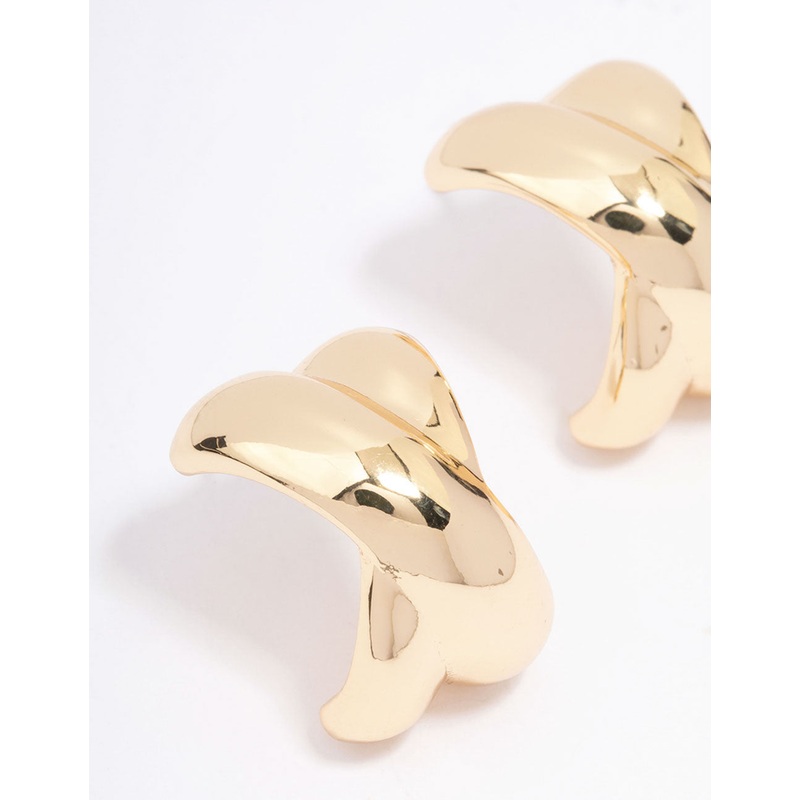 Gold Plated Cross Hoop Earrings