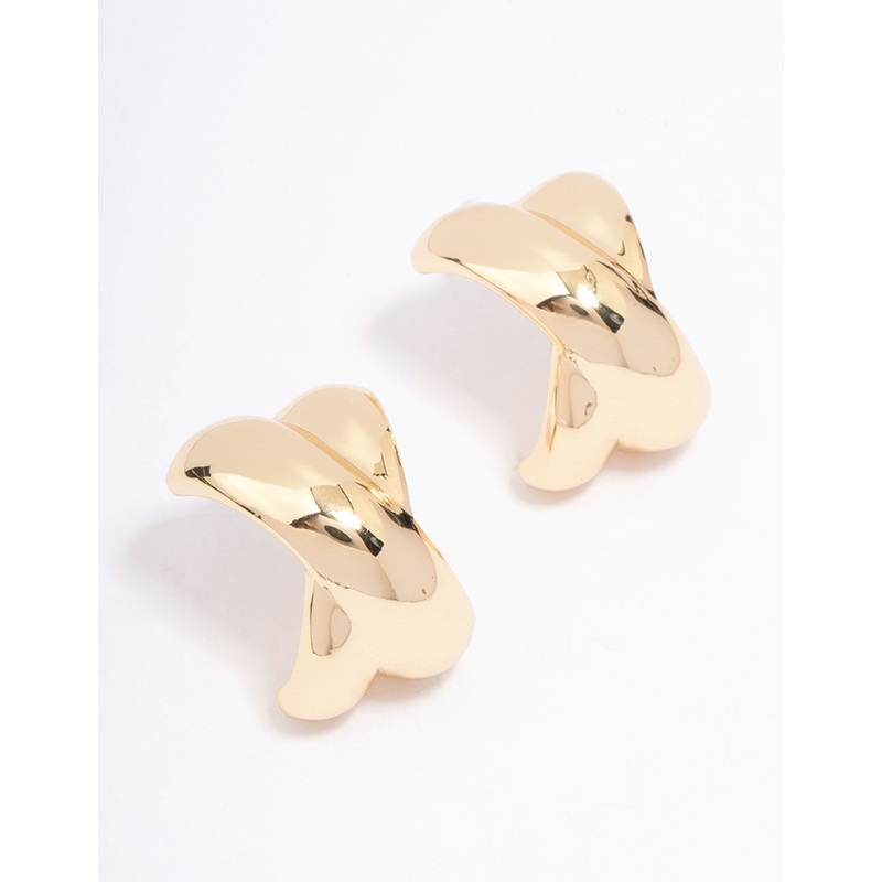Gold Plated Cross Hoop Earrings