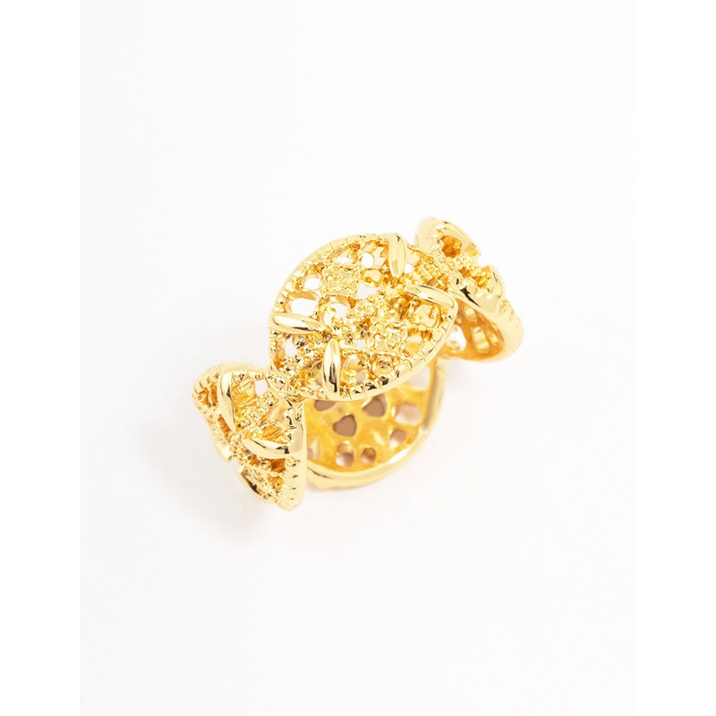 Gold Plated Filigree Oval Band Ring