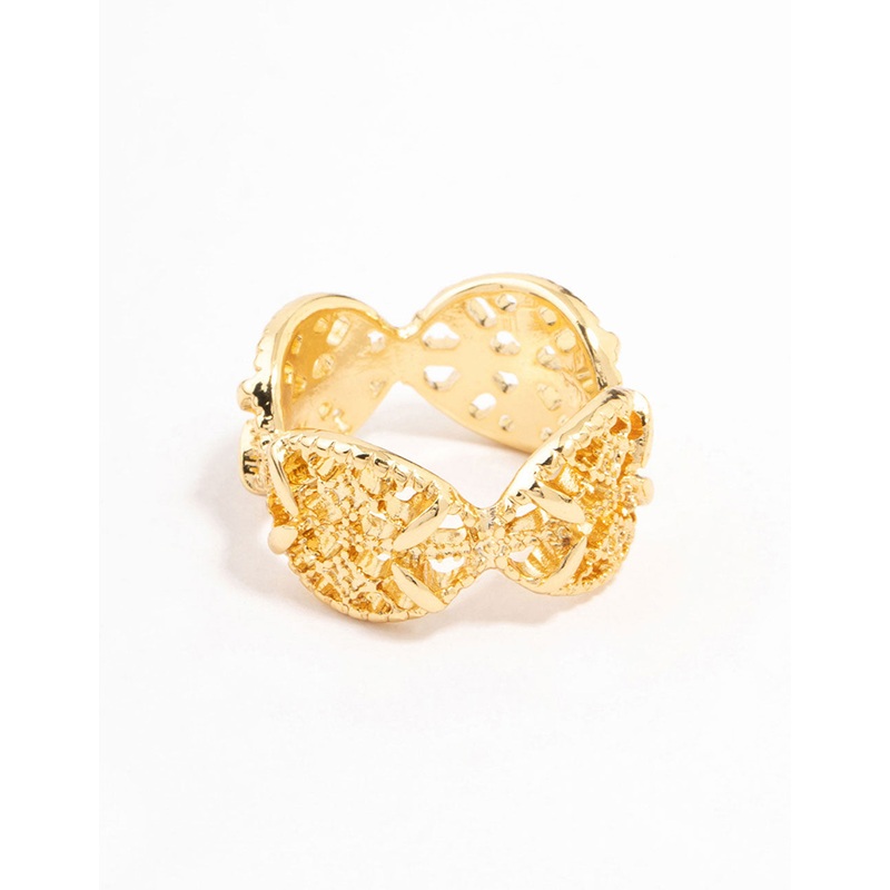 Gold Plated Filigree Oval Band Ring