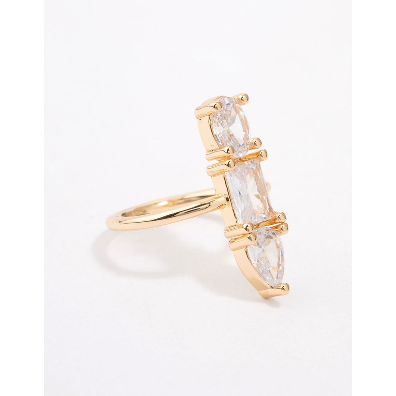 Gold Plated Linear Cubic Zirconia Row Ring