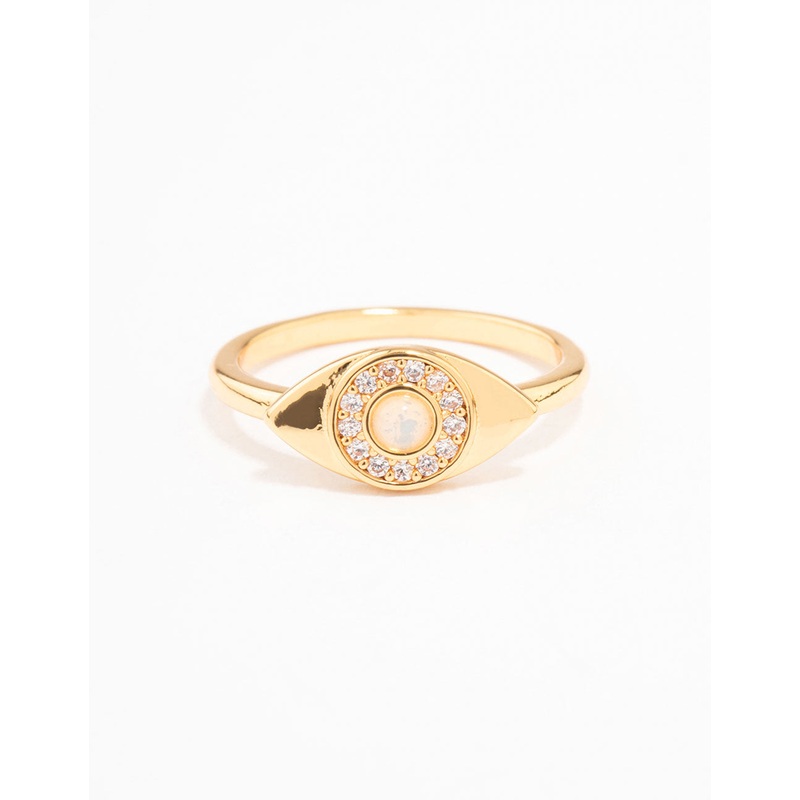 Gold Plated Opulent Cubic Zirconia Evil Eye Ring