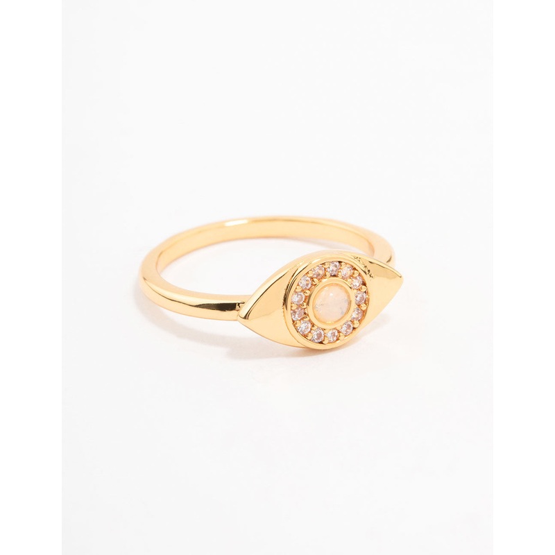 Gold Plated Opulent Cubic Zirconia Evil Eye Ring