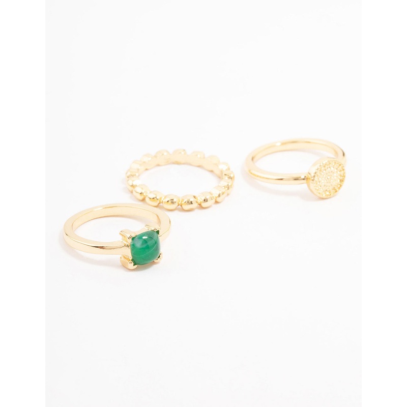 Gold Plated Textured Coin Stacking Ring Pack