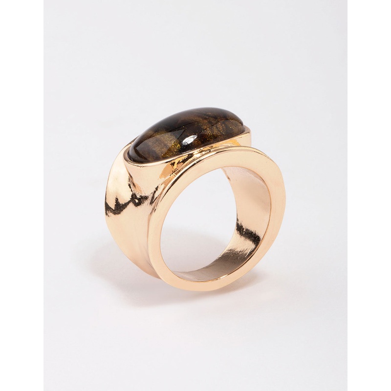 Gold Statement Stone Band Ring