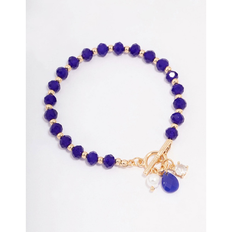Navy Beaded & Diamante Bracelet
