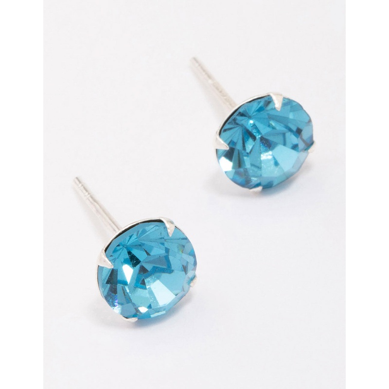 Sterling Silver Blue Czech Crystal Stud Earrings