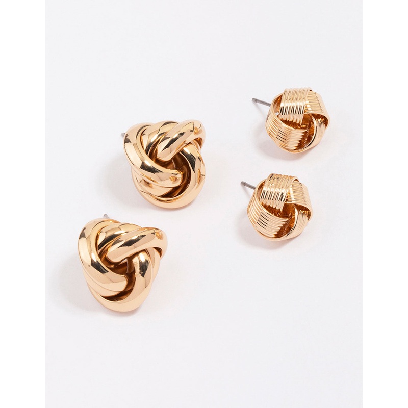 Gold Knotted Stud Earring Pack