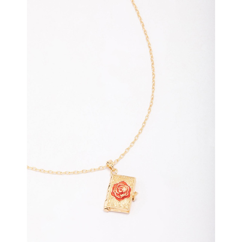 Gold Plated Rose Locket Pendant Necklace