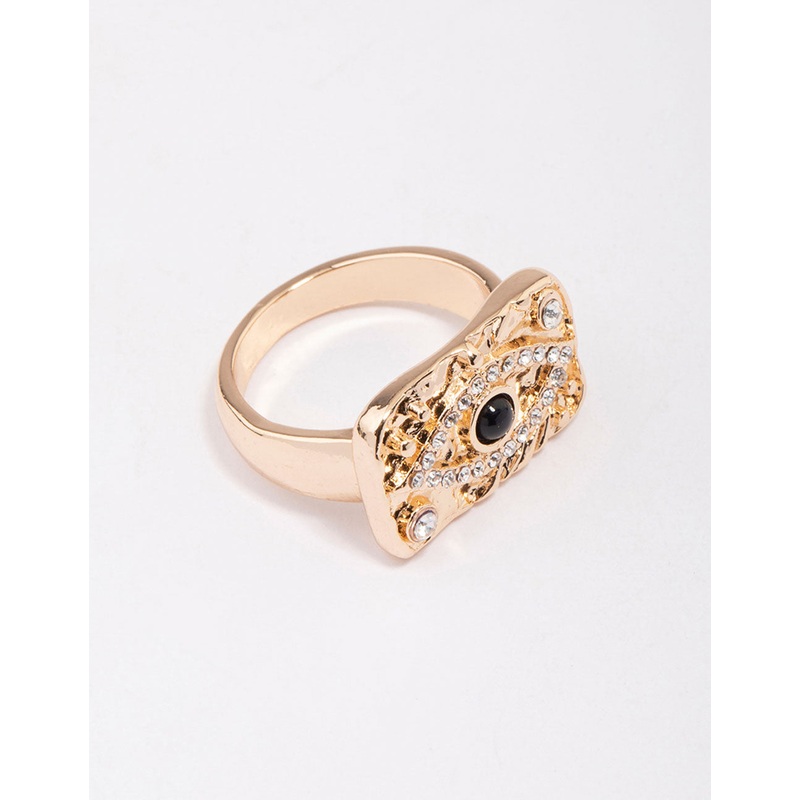 Gold Square Evil Eye Cocktail Ring