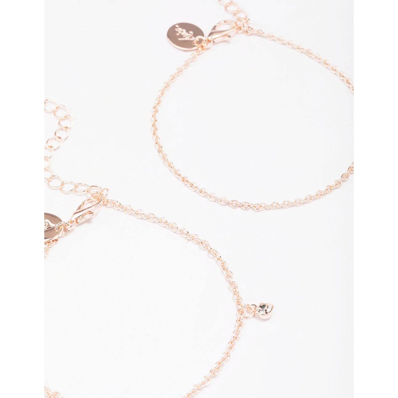 Rose Gold Butterfly Diamante Bracelet Pack