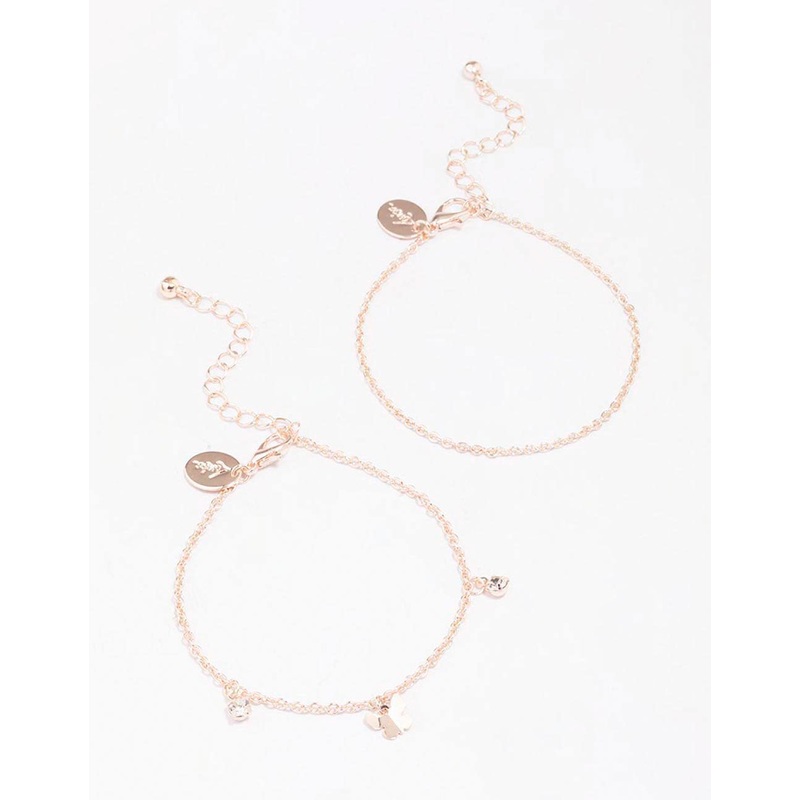 Rose Gold Butterfly Diamante Bracelet Pack