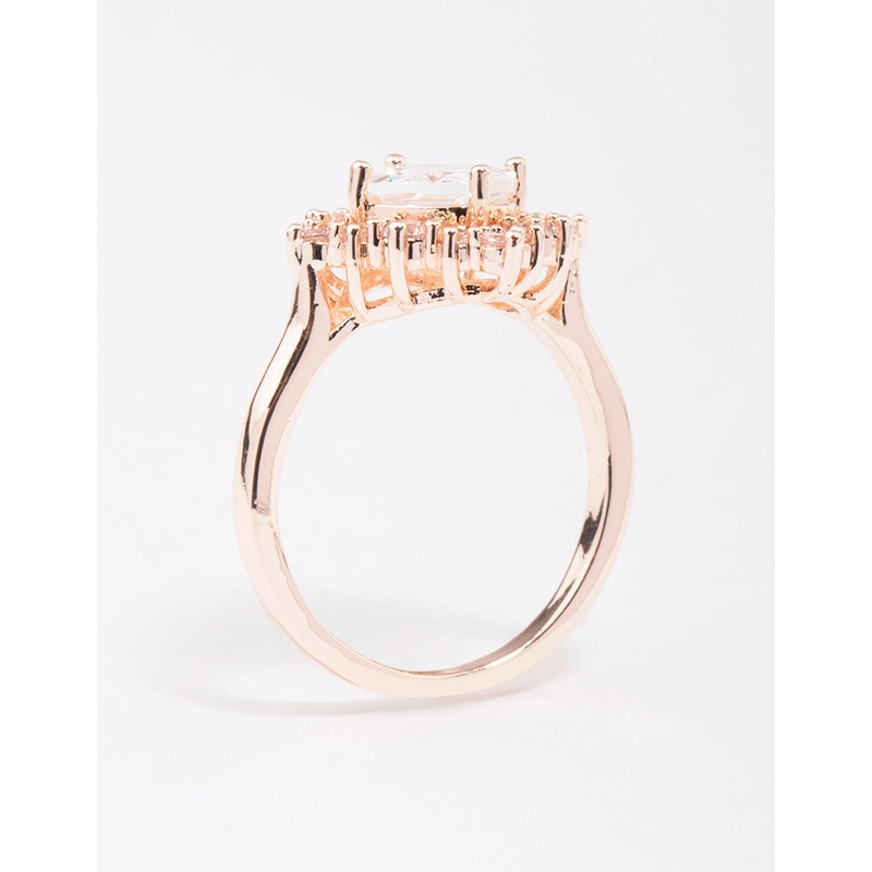 Rose Gold Cubic Zirconia Framed Square Ring