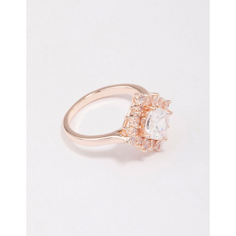 Rose Gold Cubic Zirconia Framed Square Ring