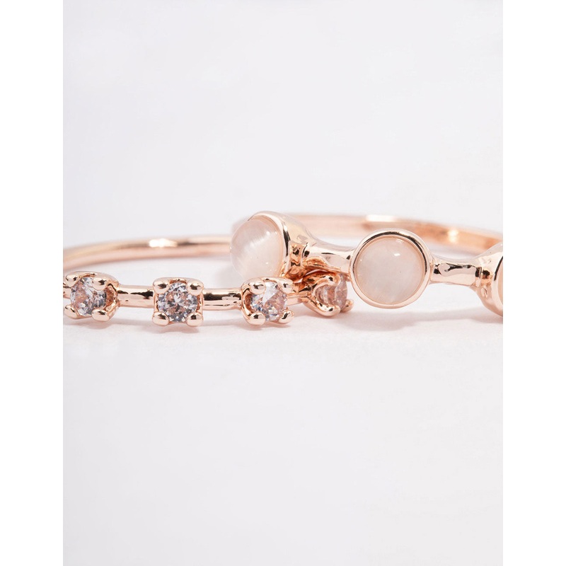 Rose Gold Multi Stone Ring Stack Pack