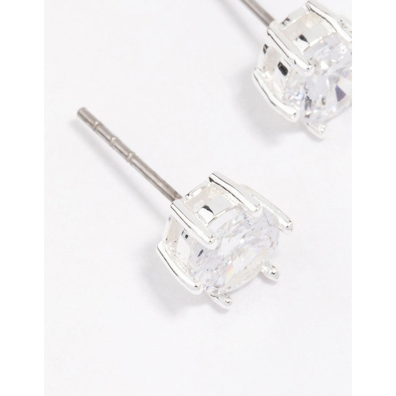 Silver Plated Classic Cubic Zirconia Stud Earrings