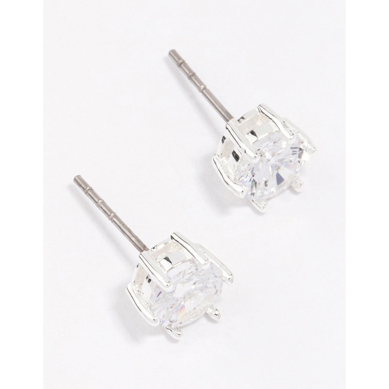 Silver Plated Classic Cubic Zirconia Stud Earrings