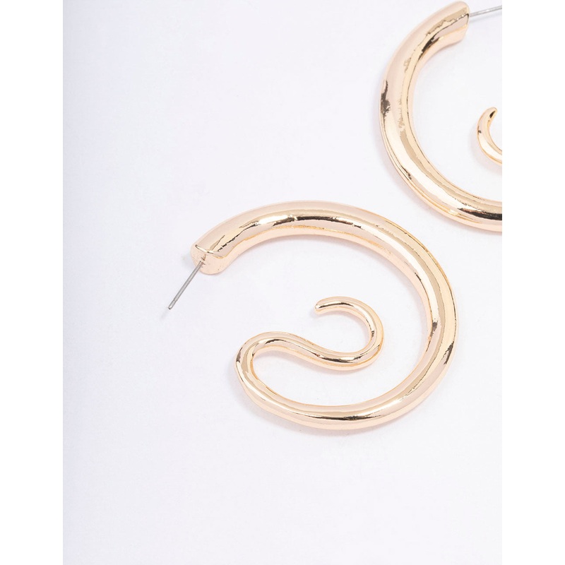 Gold Medium Swirl Hoop Earrings