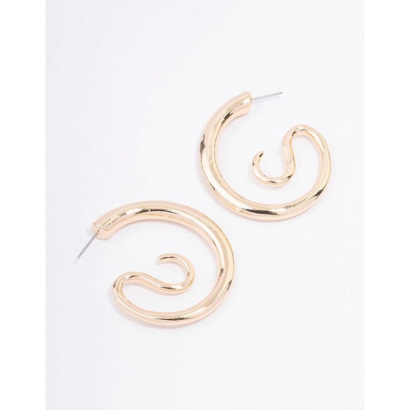 Gold Medium Swirl Hoop Earrings