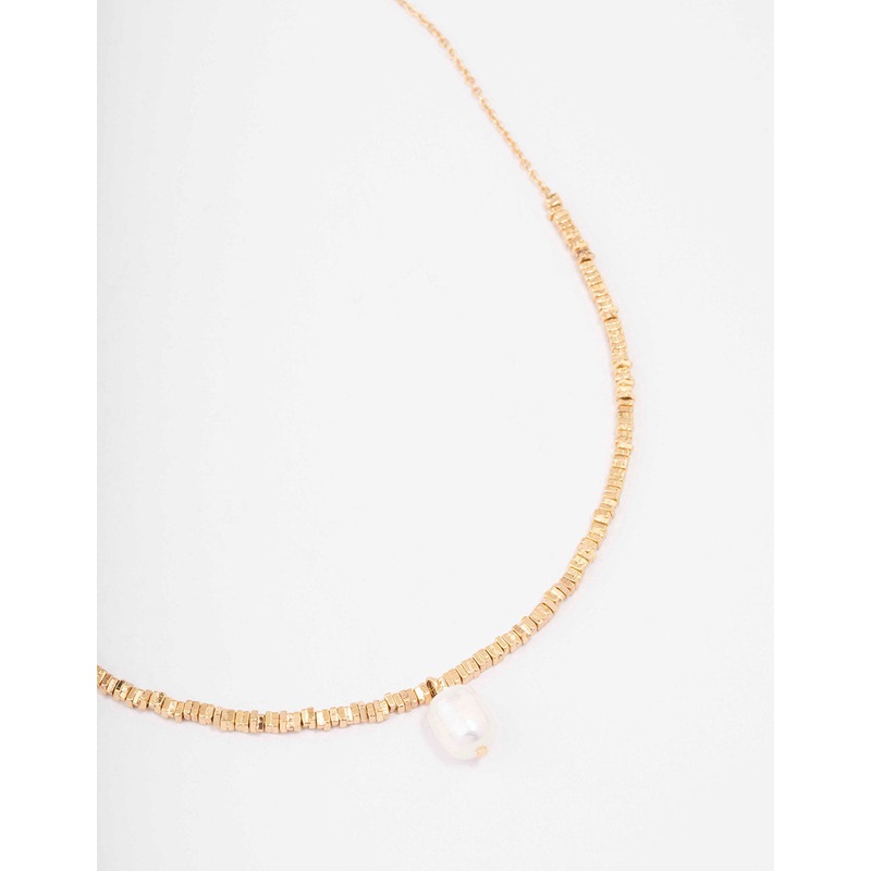Gold Plated Pendant & Pearl Necklace