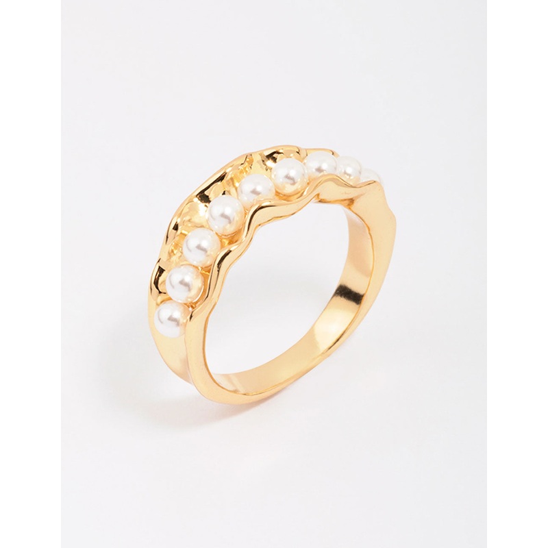Gold Plated Textured Ribbon Band Ring