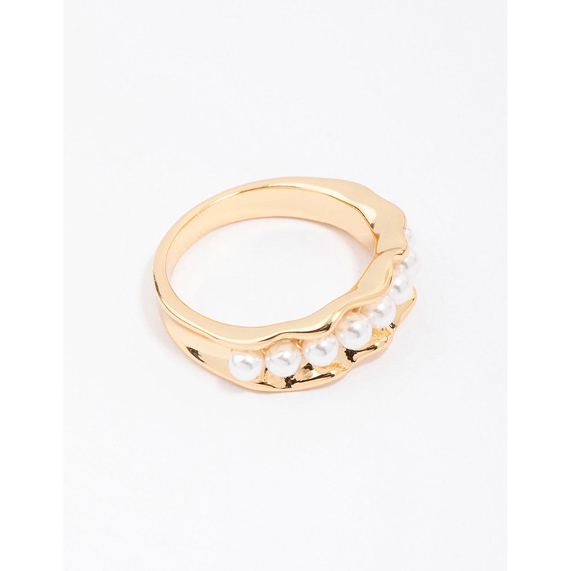 Gold Plated Textured Ribbon Band Ring