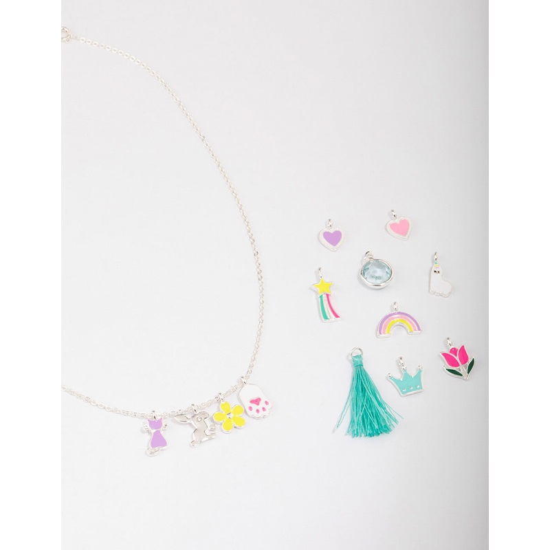 Kids Silver Make Your Own DIY Easter Bunny Charm Necklace