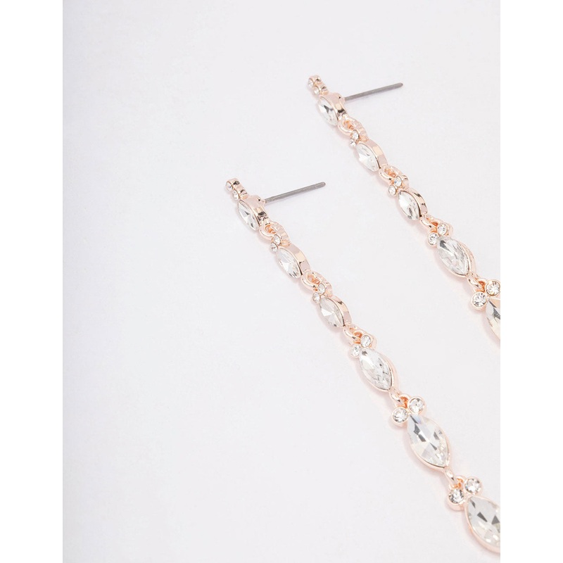 Rose Gold Pear Cup Chain Drop Earrings