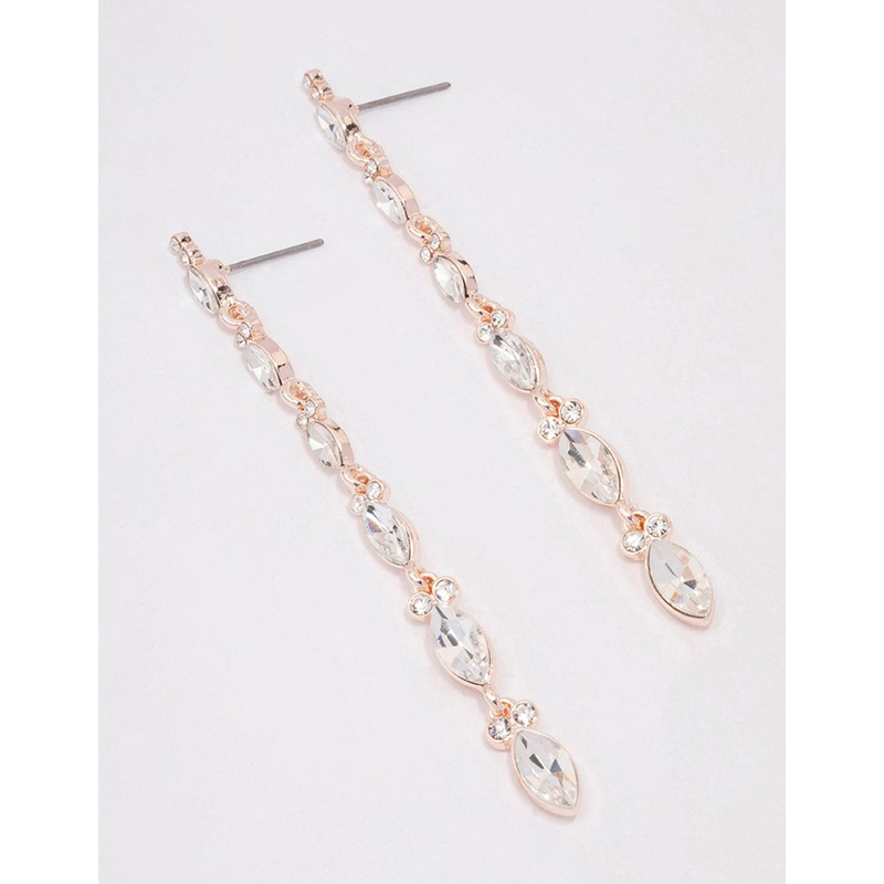 Rose Gold Pear Cup Chain Drop Earrings