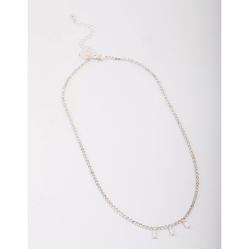 Silver Cupchain Baguette Chain Necklace