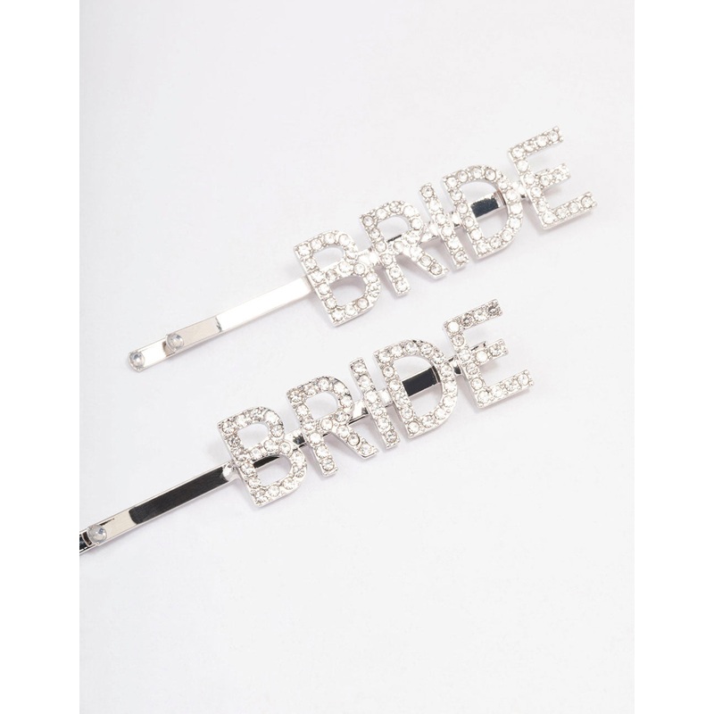 Silver Diamante Bride Hair Clip Pack