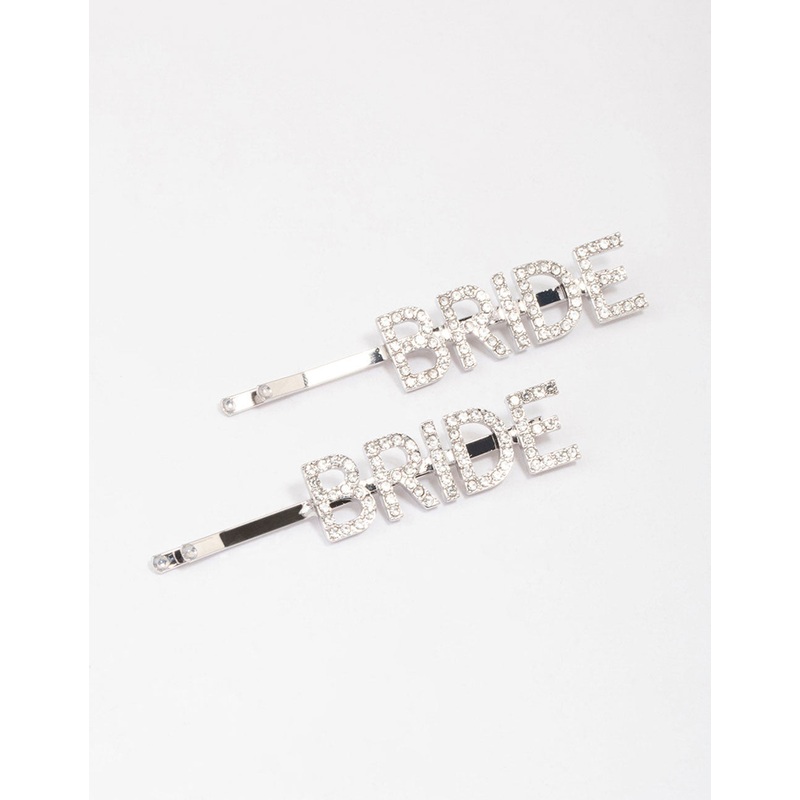 Silver Diamante Bride Hair Clip Pack