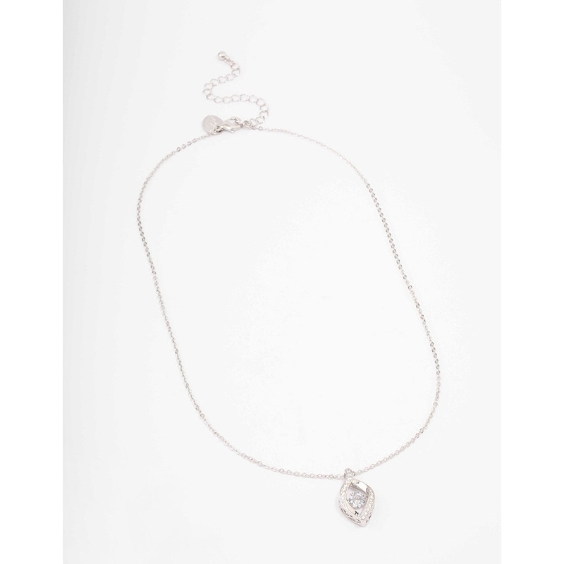 Silver Pave Twisted Twinkle Pendant Necklace