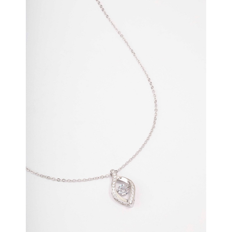 Silver Pave Twisted Twinkle Pendant Necklace