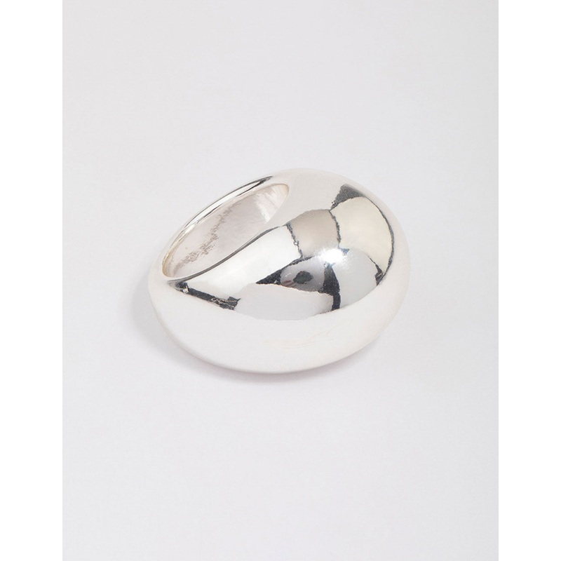 Silver Plated Smooth Round Dome Ring