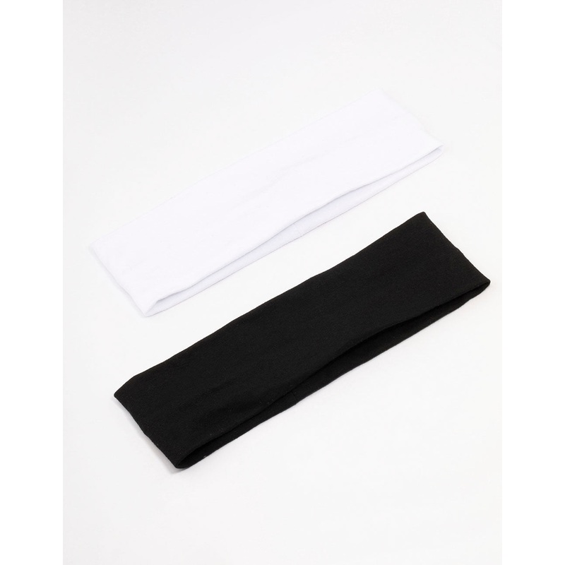 Black & White Stretchy Fabric Headband Pack