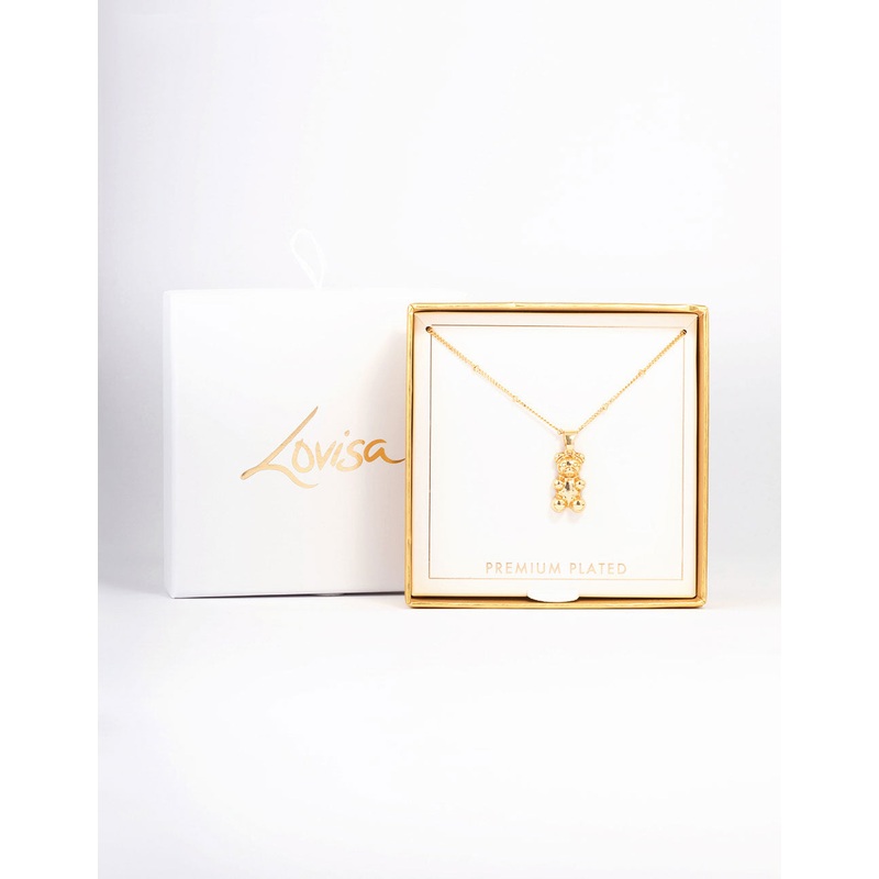 Gold Plated Bear Ball Short Necklace