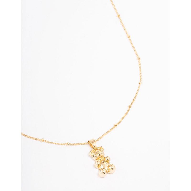 Gold Plated Bear Ball Short Necklace