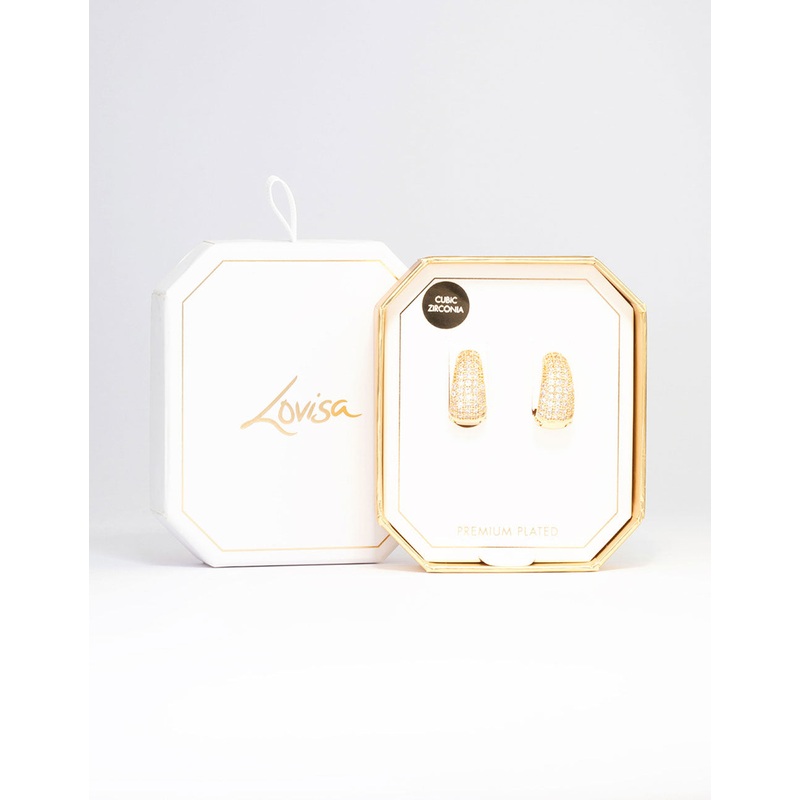 Gold Plated Cubic Zirconia Bold Hoop Earrings