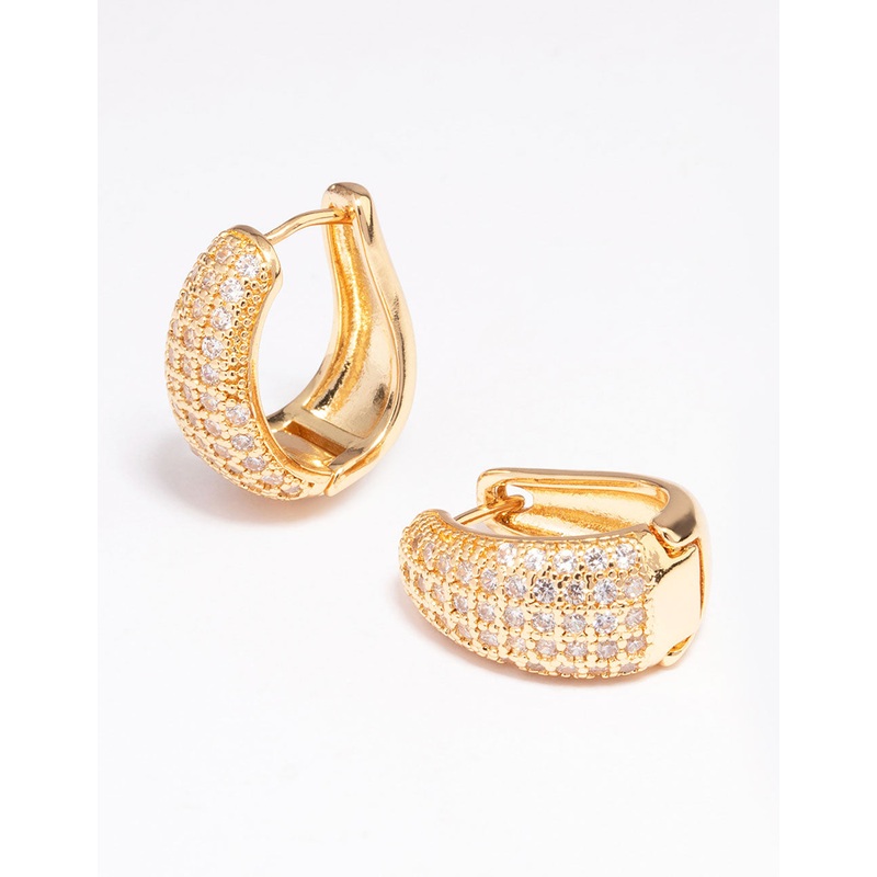 Gold Plated Cubic Zirconia Bold Hoop Earrings