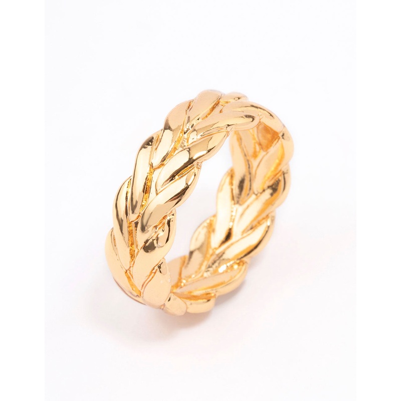 Gold Plated Leaf Band Ring|SM|ML